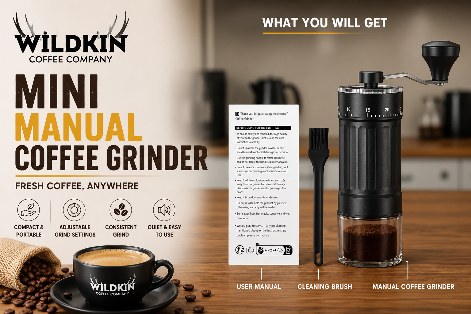 Best WildKin Coffee Manual Coffee Grinder for Fresh Coffee Anywhere
