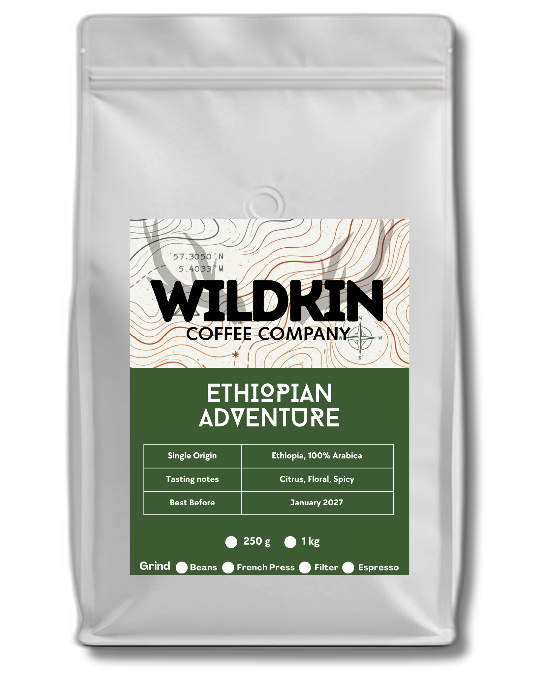 Ethiopian Adventure Single Origin - highland coffee from volcanic soils with citrus, floral and spicy notes