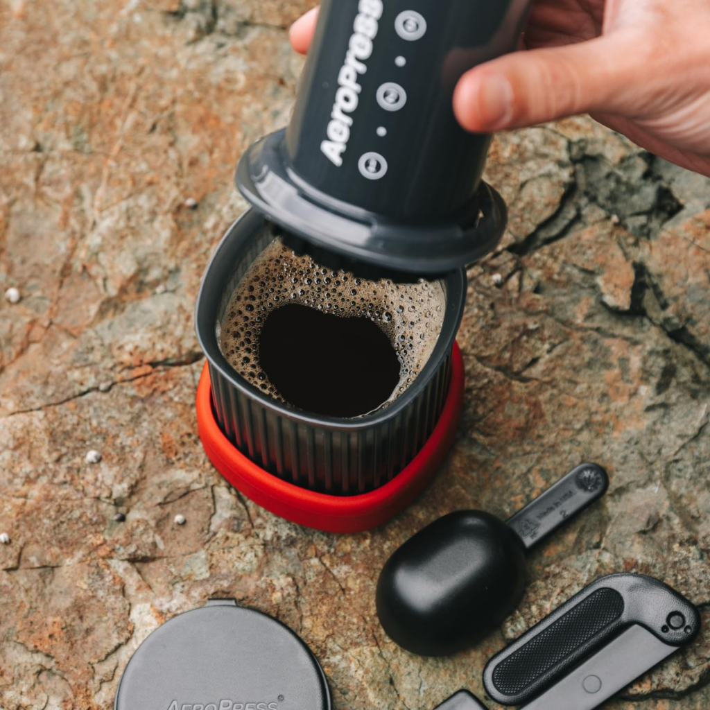 Aeropress coffee maker - complete press kit with filters for home and travel brewing