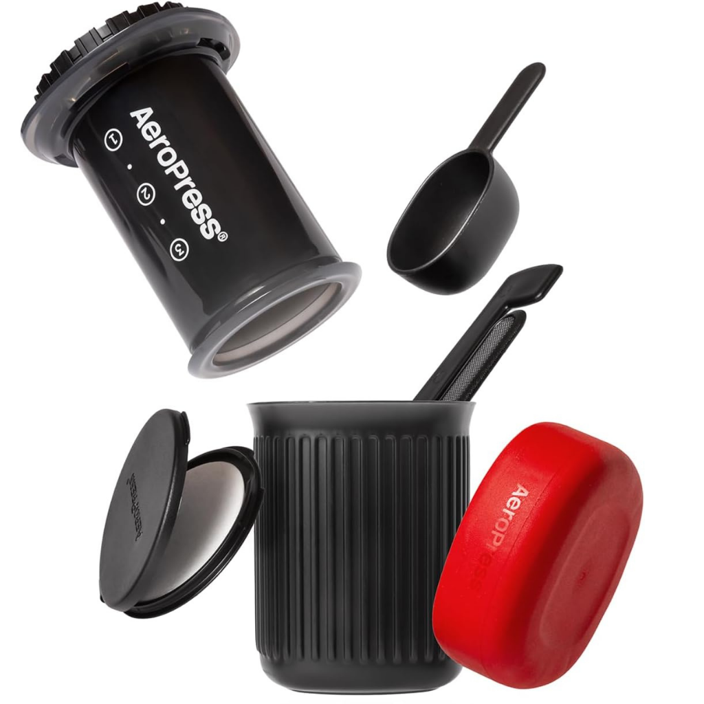 Aeropress coffee maker - complete press kit with filters for home and travel brewing