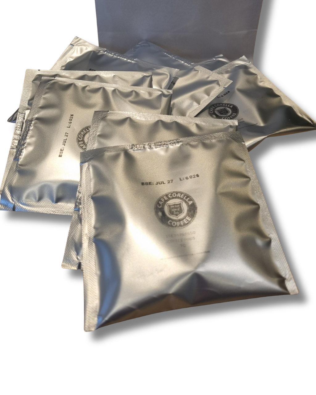 Cafe Corella ESE coffee pods close-up - Italian espresso pod detail
