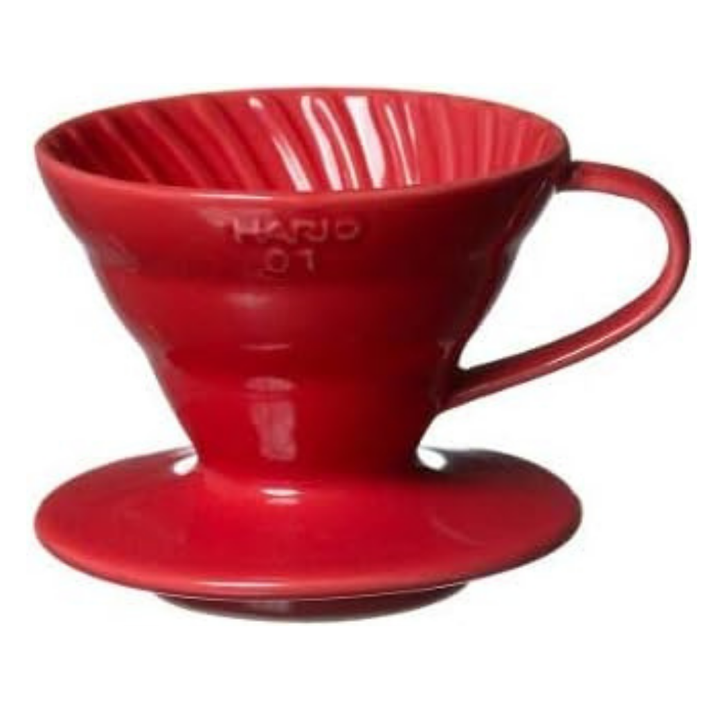 HARIO V60 plastic coffee dripper in red - pour over coffee brewer