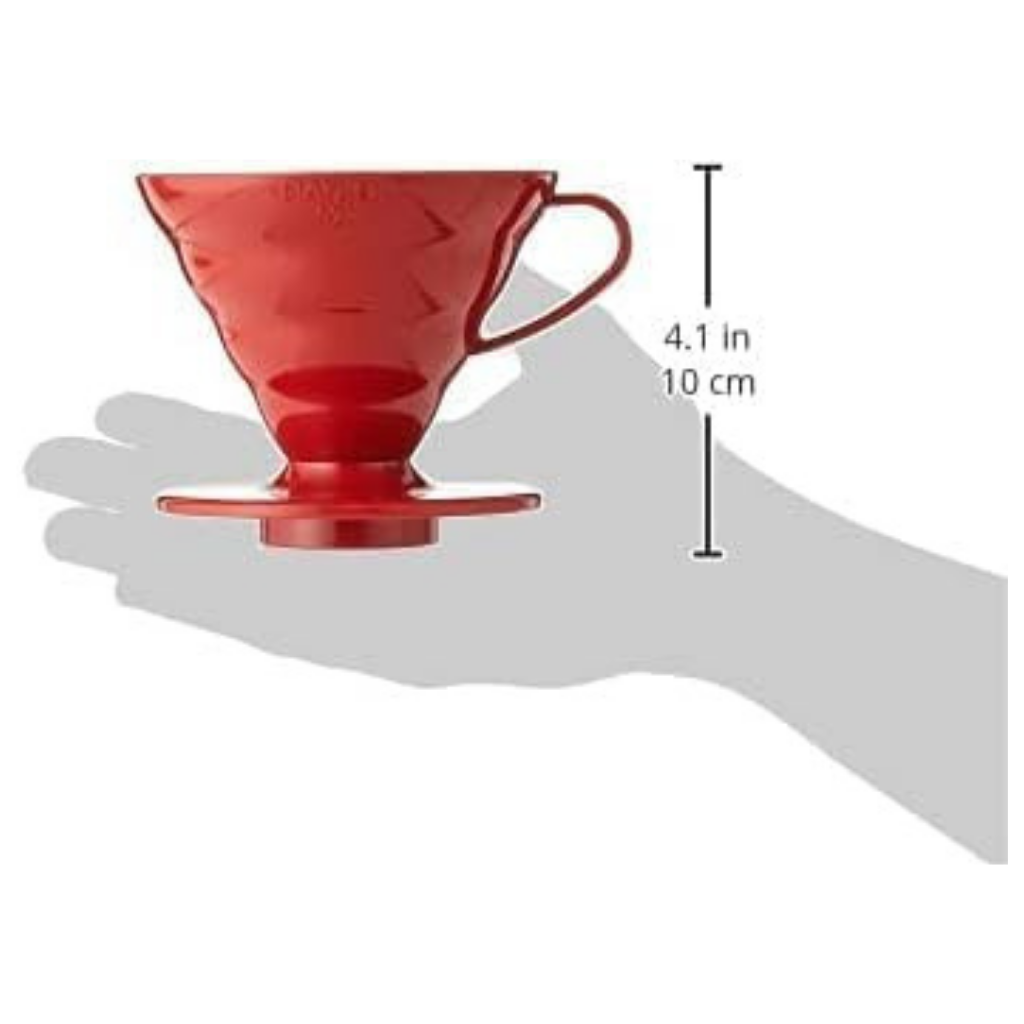 HARIO V60 plastic coffee dripper in red - pour over coffee brewer