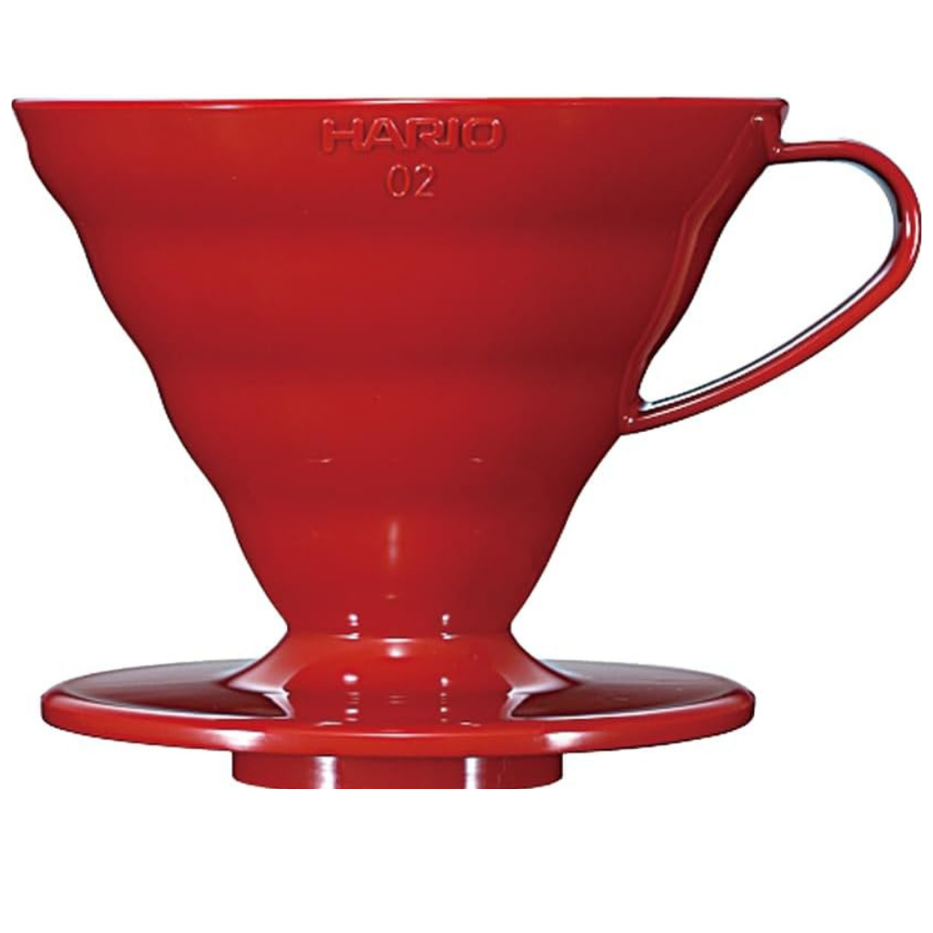 HARIO V60 plastic coffee dripper in red - pour over coffee brewer