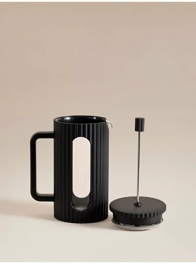 Black Ribbed Cafetiere