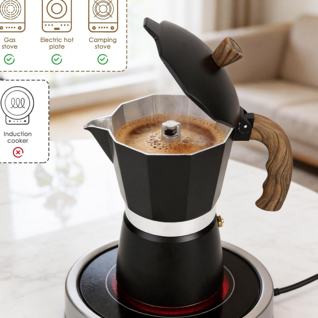 Moka pot stovetop coffee maker - Italian espresso maker in aluminium