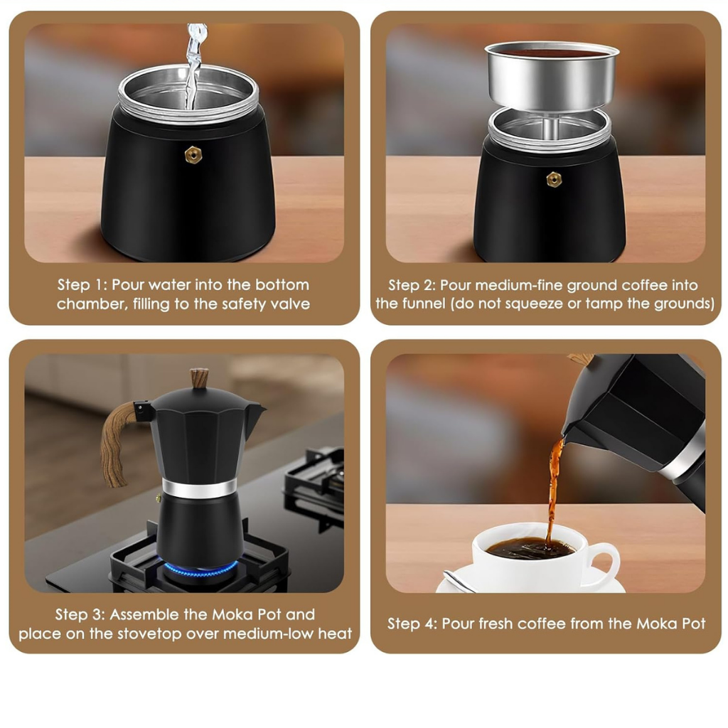 Moka pot stovetop coffee maker - Italian espresso maker in aluminium
