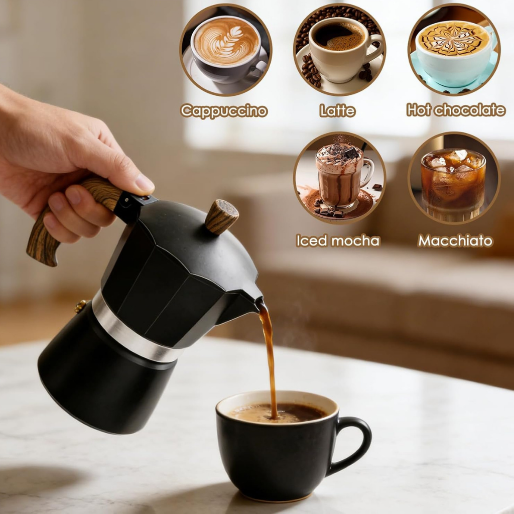Moka pot stovetop coffee maker - Italian espresso maker in aluminium