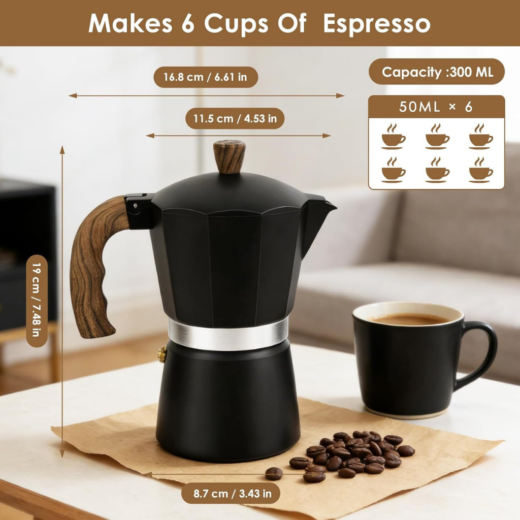 Moka pot stovetop coffee maker - Italian espresso maker in aluminium