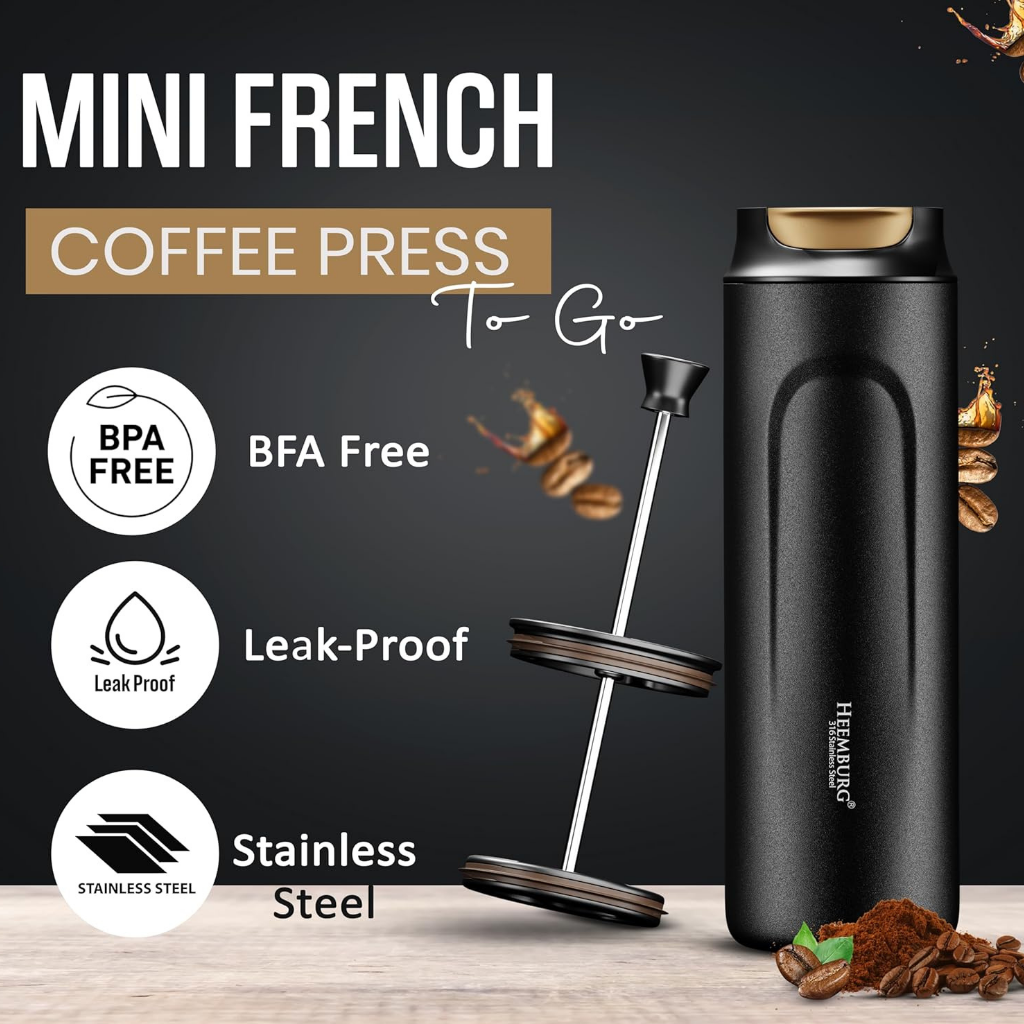Heemburg travel french press - portable coffee maker for coffee on the go
