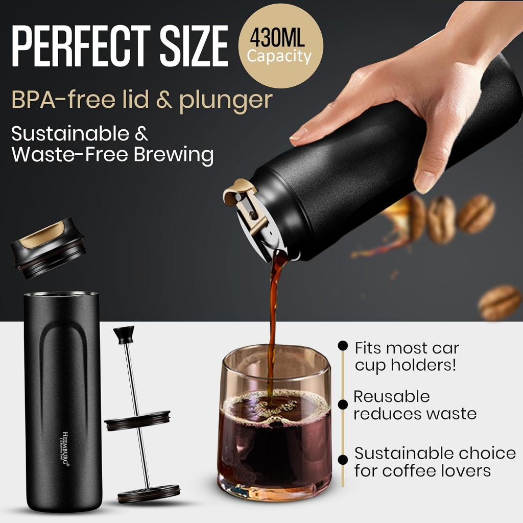 Heemburg travel french press - portable coffee maker for coffee on the go