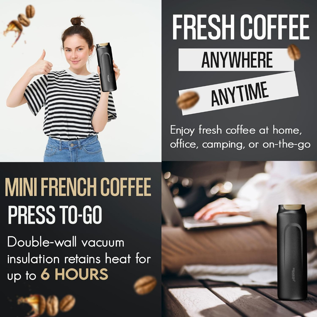 Heemburg travel french press - portable coffee maker for coffee on the go