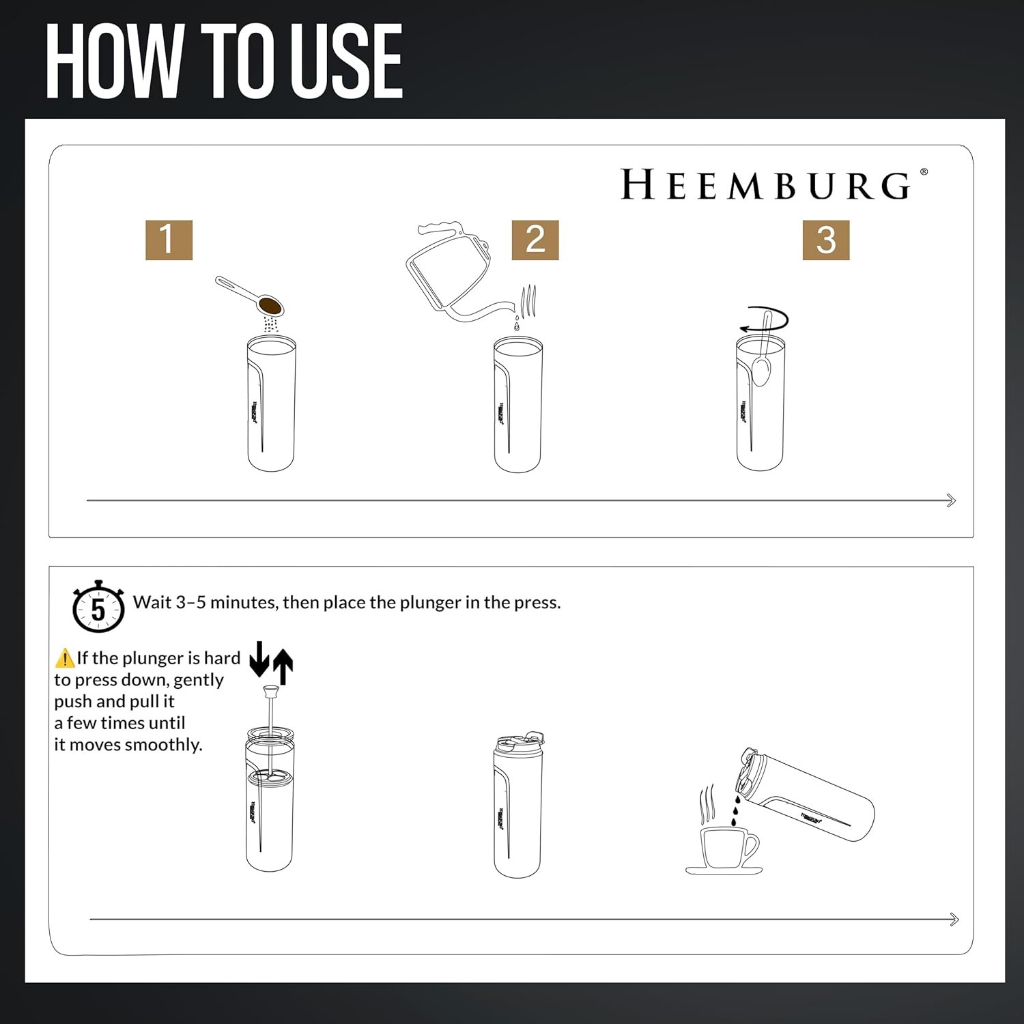Heemburg travel french press - portable coffee maker for coffee on the go
