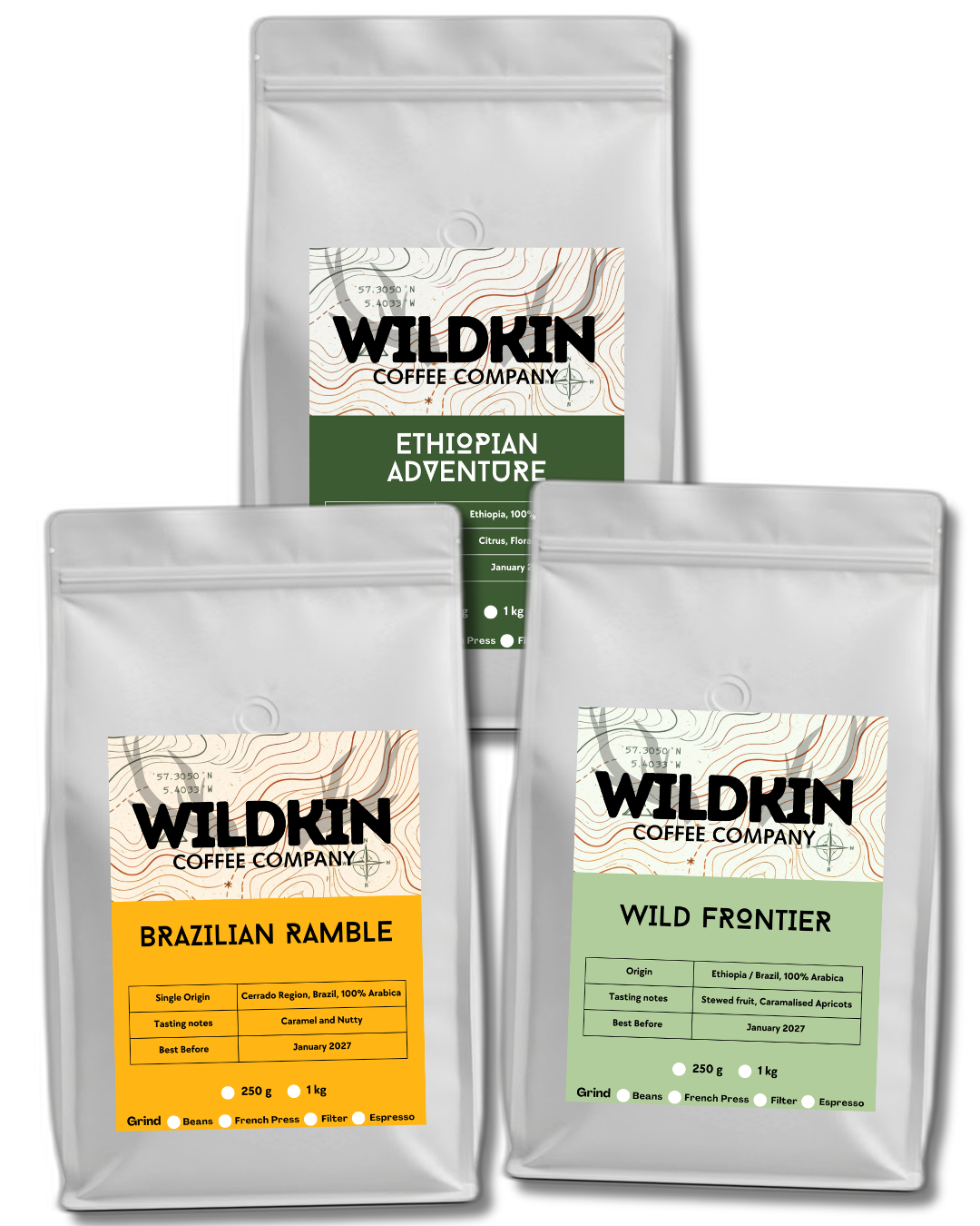 Wild Arabica Bundle - 100% Arabica coffee bundle with Wild Frontier, Ethiopian Adventure and Brazilian Ramble